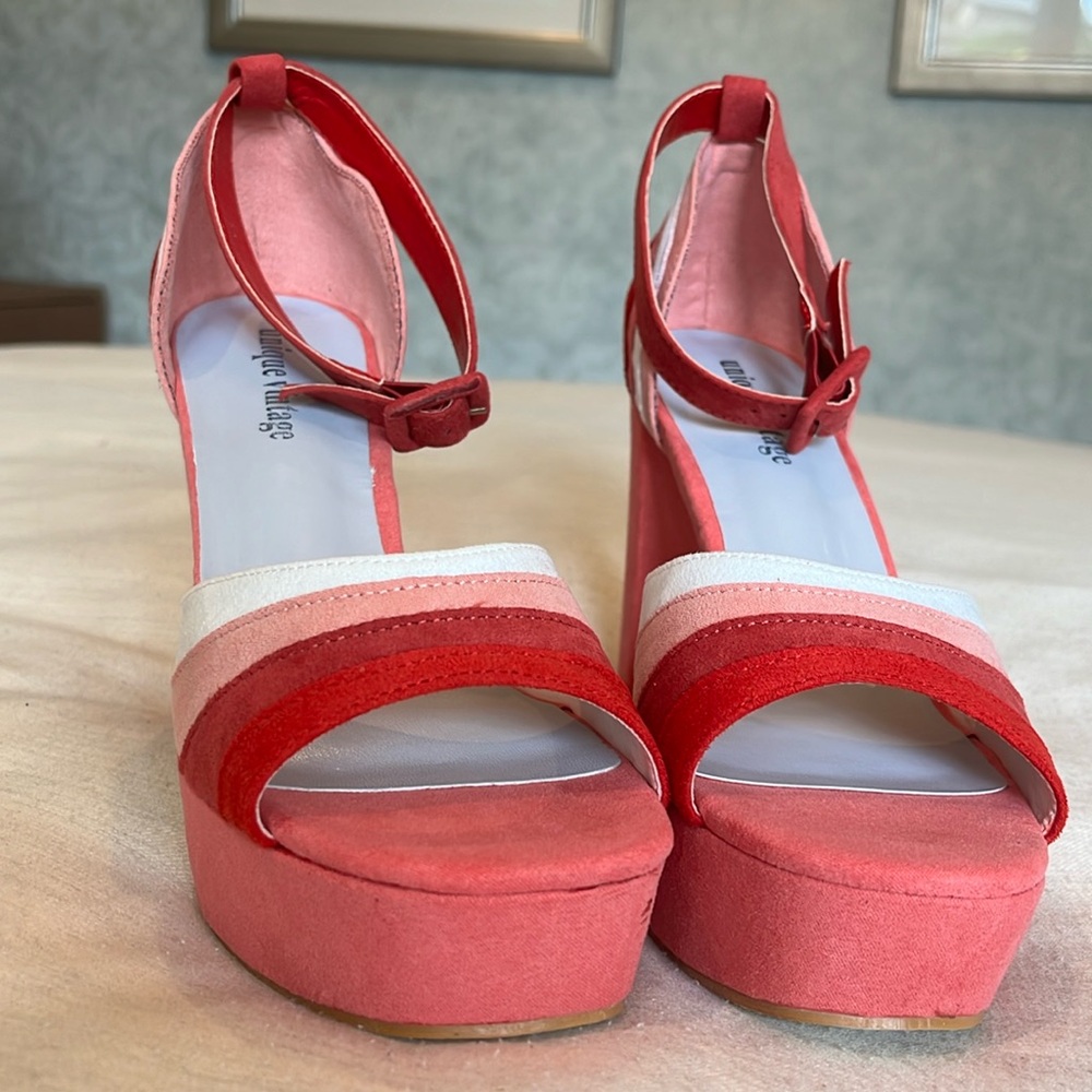 NWT Pink Stripe sandals by Unique Vintage